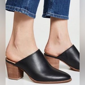 MOVING 5/17! Crown Vintage Abby Block Heel Black Leather Mule Size 8